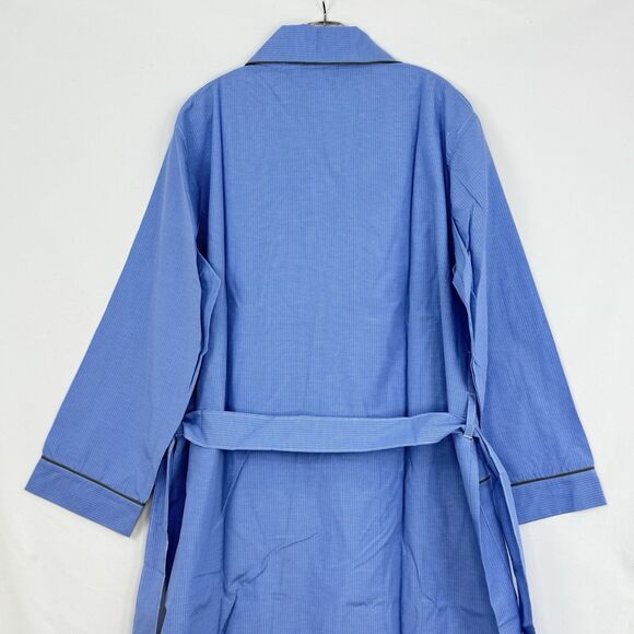 Andrew Scott Mens Blue Long Sleep Robe Premium Cotton Blend Woven Size S/M - Picture 6 of 16